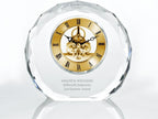 Custom Engraved Clock Trophy - Executive Crystal - Rectangular Shaped on a Rectangular Base - Gold Inset - Add Your Logo