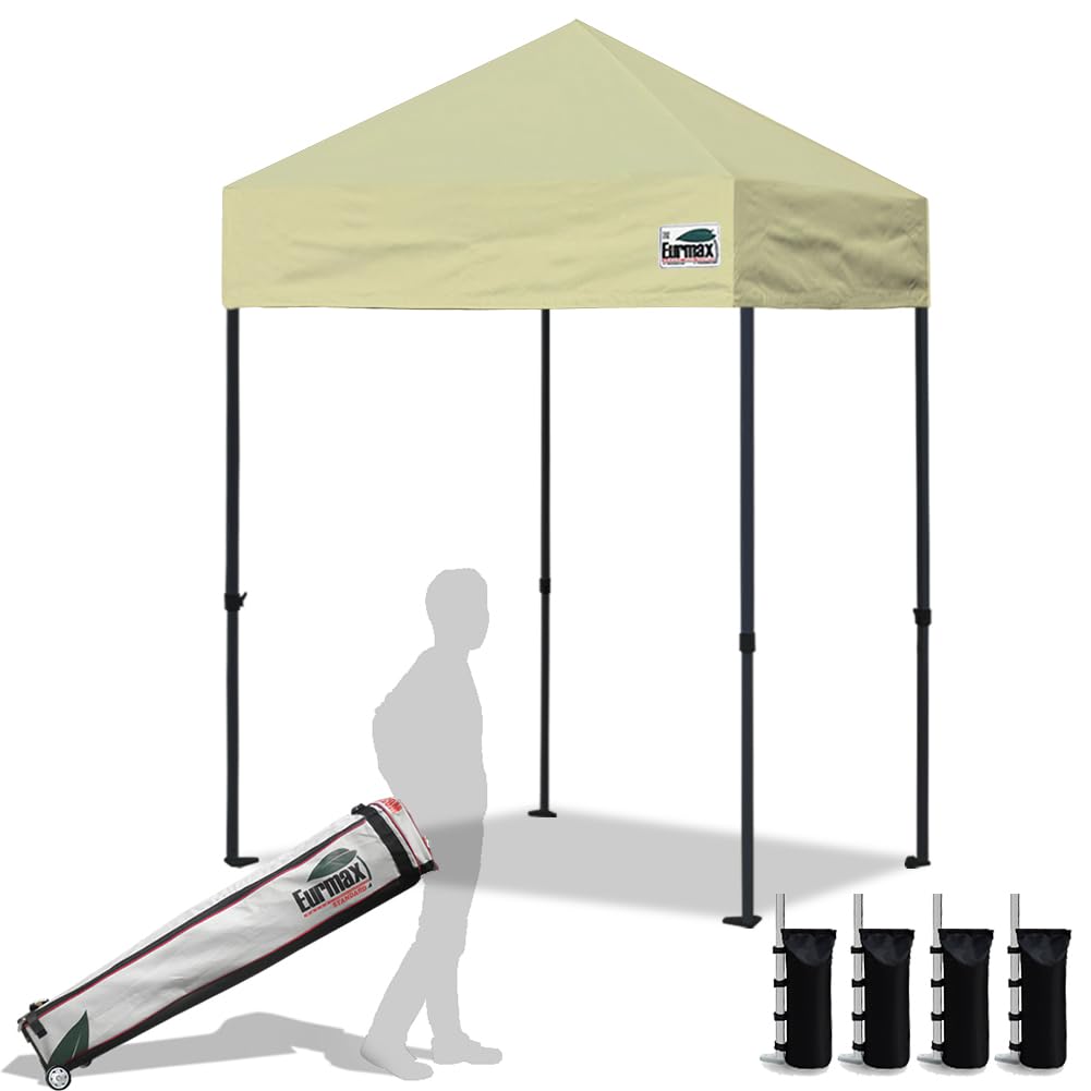 Eurmax USA 10x10ft Pop Up Canopy,Commercial Instant Tent for Outdoor Events,Patented No-Tip Rolling Storage Bag with 4 Sandbags,UV & Water Resistant,Heavy Duty Portable Shelter Gazebo,White
