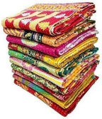 Handmade Vintage Kantha Quilt 3-Layer Cotton Blanket, Bohemian Kantha Throw, Reversible Patchwork Gudari Blanket for Bed, Couch, Sofa (54 x 84 1pices)