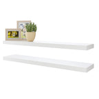 BAMEOS 47in Floating Shelves, Black Wall Mounted Wooden Shelves with Invisible Brackets Set of 2
