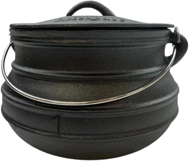 Lifespace No. 1 Cast Iron Flat Bottom African Potjie Cooking Pot/Cauldron - 5 Quart