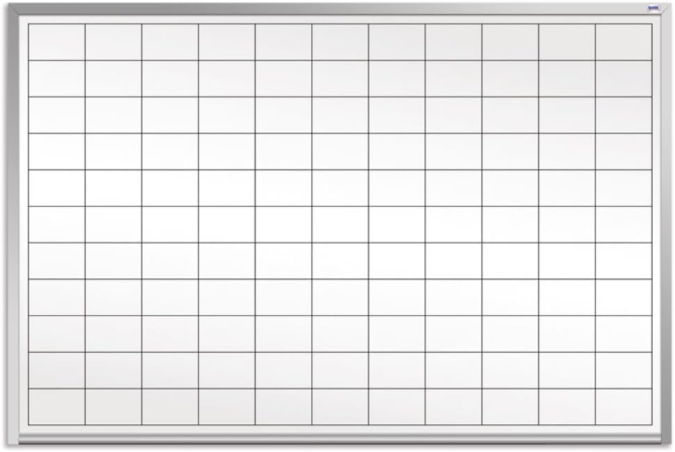 Opti-Print 3' W x 2' T Dry Erase Whiteboard with 2" x 3" Grid Pattern & Magnetic Receptive Surface, Mitered Anodized Aluminum Frame & Full-Length Tray