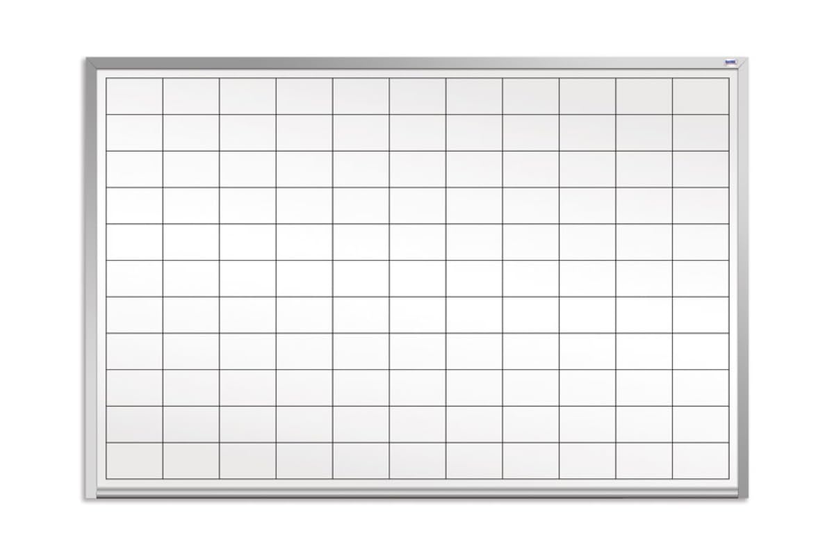 Opti-Print 3' W x 2' T Dry Erase Whiteboard with 2" x 3" Grid Pattern & Magnetic Receptive Surface, Mitered Anodized Aluminum Frame & Full-Length Tray