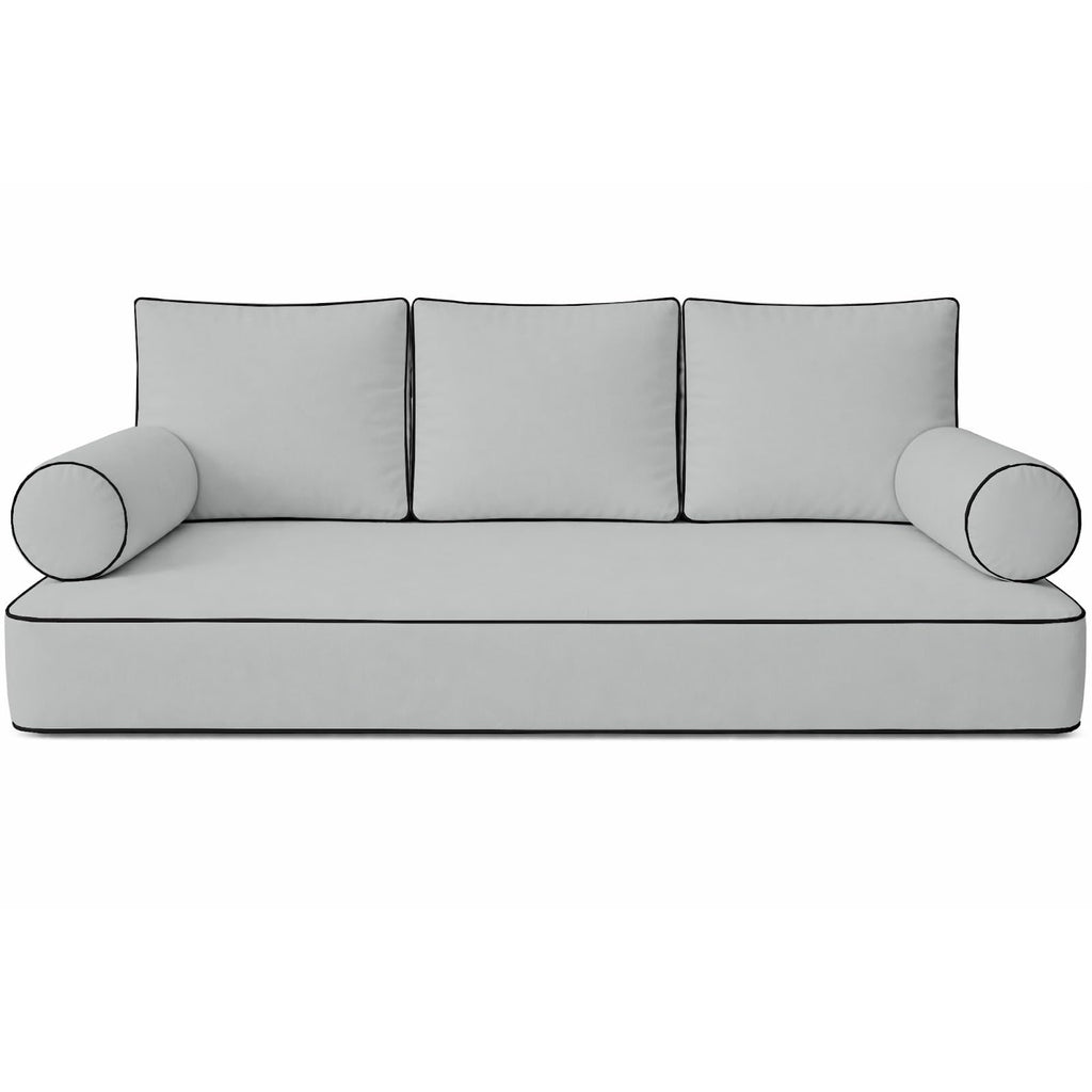 Cottington Lane 5 Piece Outdoor Daybed Cushion Cover Set, Twin Size Fitted 39" x 75" with 6" Deep Fit, Waterproof Indoor Daybed/Porch Swing Bed Mattress & Pillow Bolster Cushion Cover, Light Grey