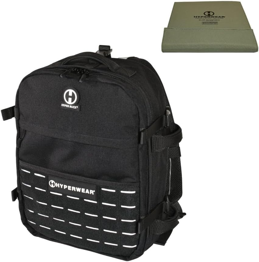 HYPERWEAR® Rucking Backpack with Weights for Walking - 20L Adjustable Weighted Ruck Pack, FlexLoad Plate System