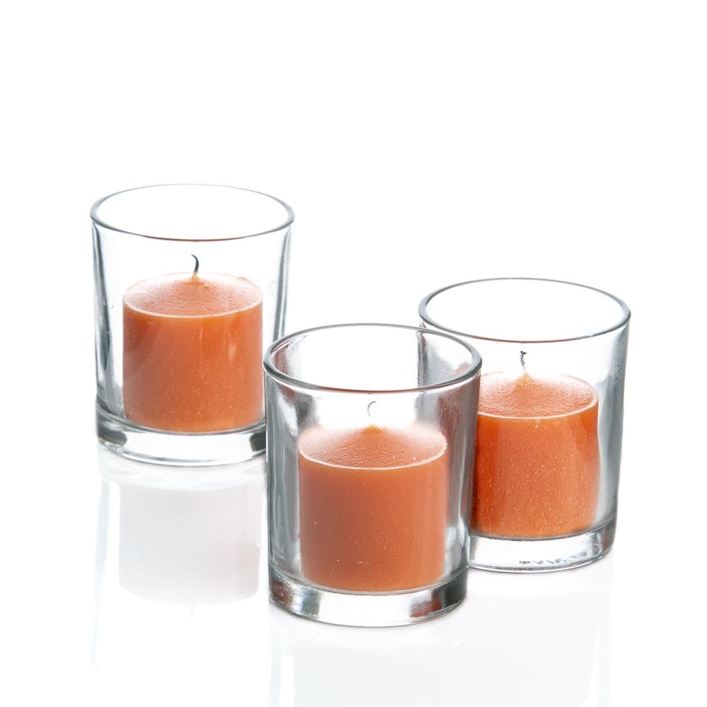Set of 144 Richland Votive Candles Light Blue Unscented and 144 Clear Glass Eastland Votive Holders