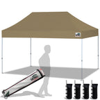 Eurmax USA 10x10ft Pop Up Canopy,Commercial Instant Tent for Outdoor Events,Patented No-Tip Rolling Storage Bag with 4 Sandbags,UV & Water Resistant,Heavy Duty Portable Shelter Gazebo,White