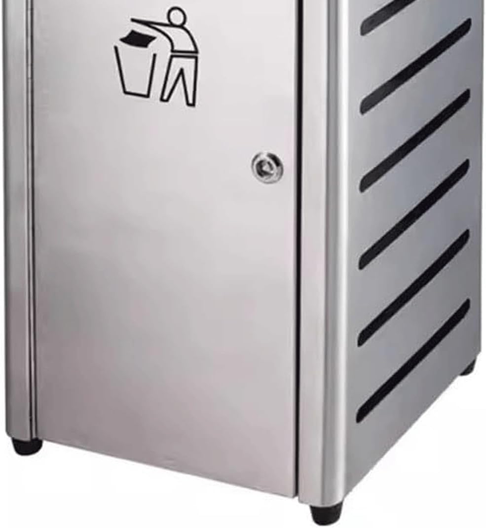 Practical Garbage Can Thickened Outdoor Ashtray Trash Can Vertical Ashtray Brushed Process Stainless Steel Cigarette Butt Column Ashtray Trash Bin Reliable