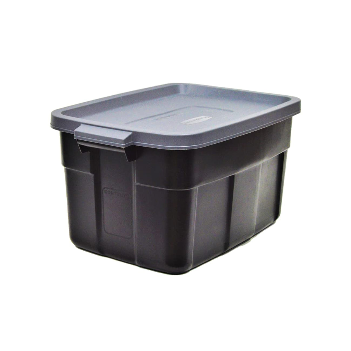 Rubbermaid 6-Pack Totes for Storage with Lids, Heavy Duty Plastic Storage Bins with Lids, Black Gray, 10 GAL - Stackable for Garage, Attic, Camping (10 GAL - 6 Pack Solid Black and Grey)