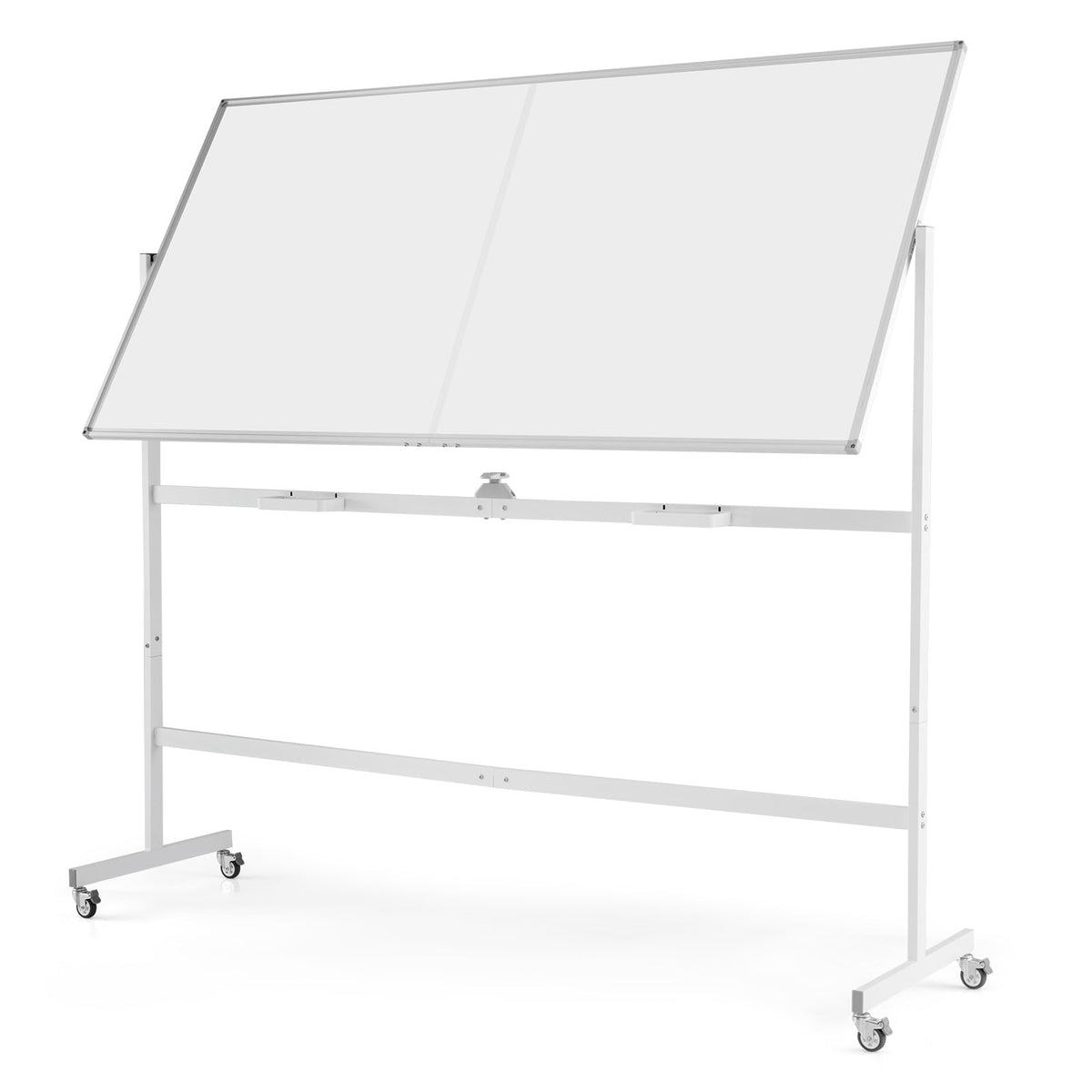 Double-Sided Mobile Whiteboard on Wheels, 72" x 36" Large Dry Erase Board with Stand & Aluminum Alloy Frame, Rolling Magnetic Standing Whiteboard for Office & Classroom (Black)