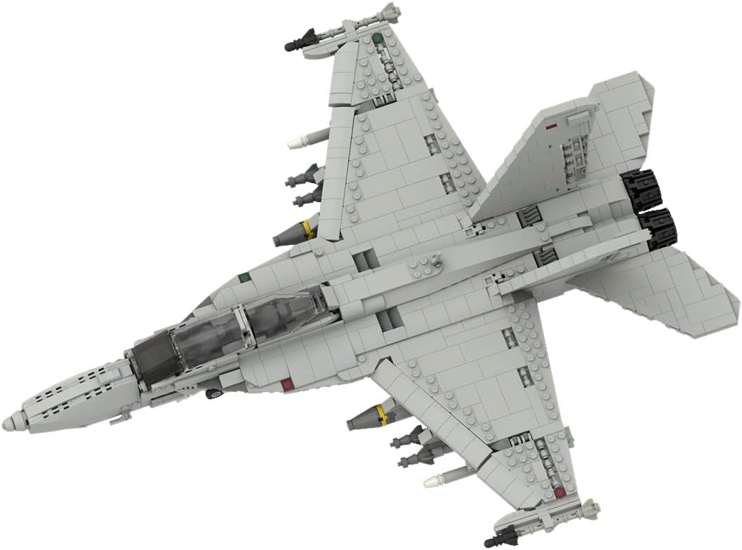 FunXylophy F/A-18E Fighter Jet Building Block Set, The Super Hornet Aircraft Model MOC Building Blocks, Military Airplane Jet Model Collection Gift for Military Enthusiasts(1483PCS)