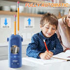 AFMAT Fully Automatic Pencil Sharpener, Blue, 2 Pack (one with Dotted Eyes)