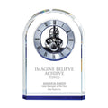 Custom Engraved Clock Trophy - Executive Crystal - Rectangular Shaped on a Rectangular Base - Gold Inset - Add Your Logo