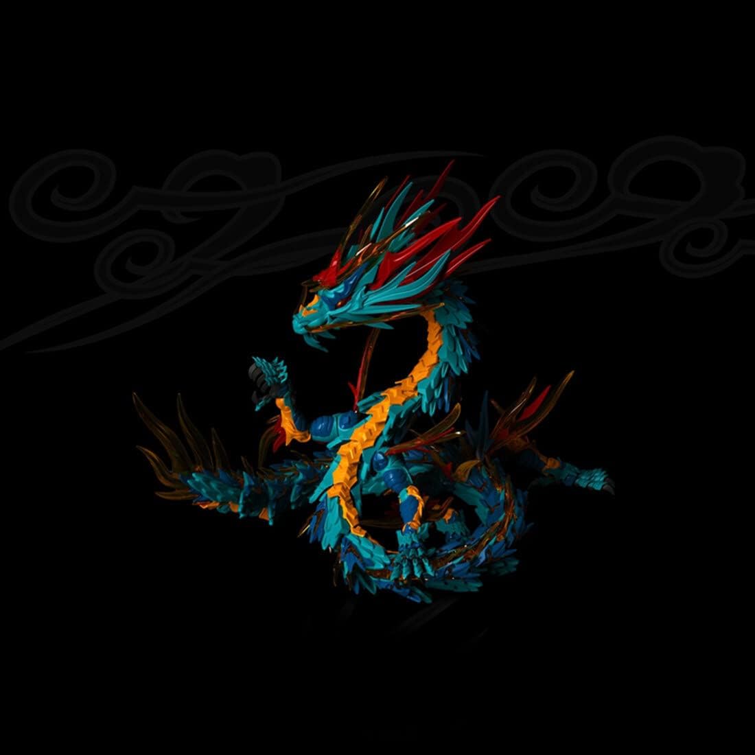 3D Puzzle Chinese Four Holy Beasts Model Kit, DIY Assemble Steampunk Mechanical Azure Dragon with Movable Joints, Creative Handcrafted Metal Art Craft Desktop Display & Decoration for Adults