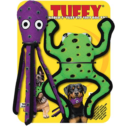 TUFFY® 5 Pack Fish Rabbit Phrog Cow Lobster Ultra Durable Plush Dog Toys