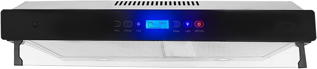 Under Cabinet Range Hood 30 Inch, Three-Speed Range Hood with LED Lights, Touch Control Panel Vent Hood, Stainless Steel Kitchen Vent with 2 Filters