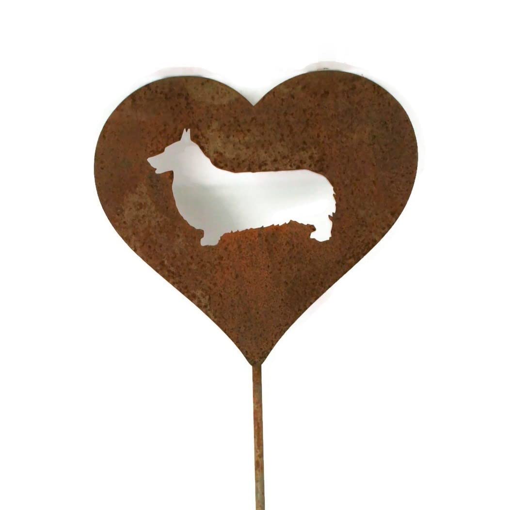 Pet Dog, Cat, Rabbit or Bird Keepsake Memorial Heart Garden Stake 20 to 28 Inches Tall (Large Heart, 28" Tall, Paw Print, Naturally Rusted)