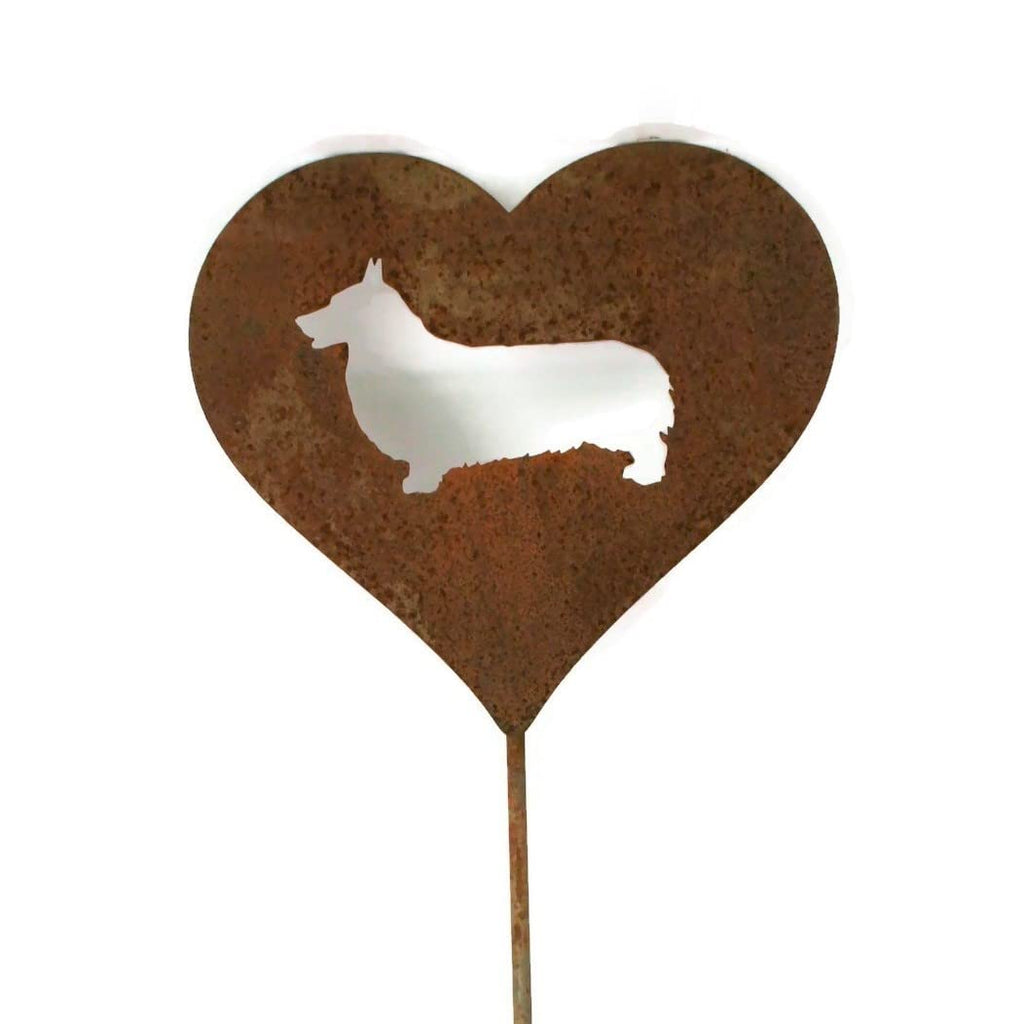 Pet Dog, Cat, Rabbit or Bird Keepsake Memorial Heart Garden Stake 20 to 28 Inches Tall (Large Heart, 28" Tall, Cairn Terrier, Naturally Rusted)