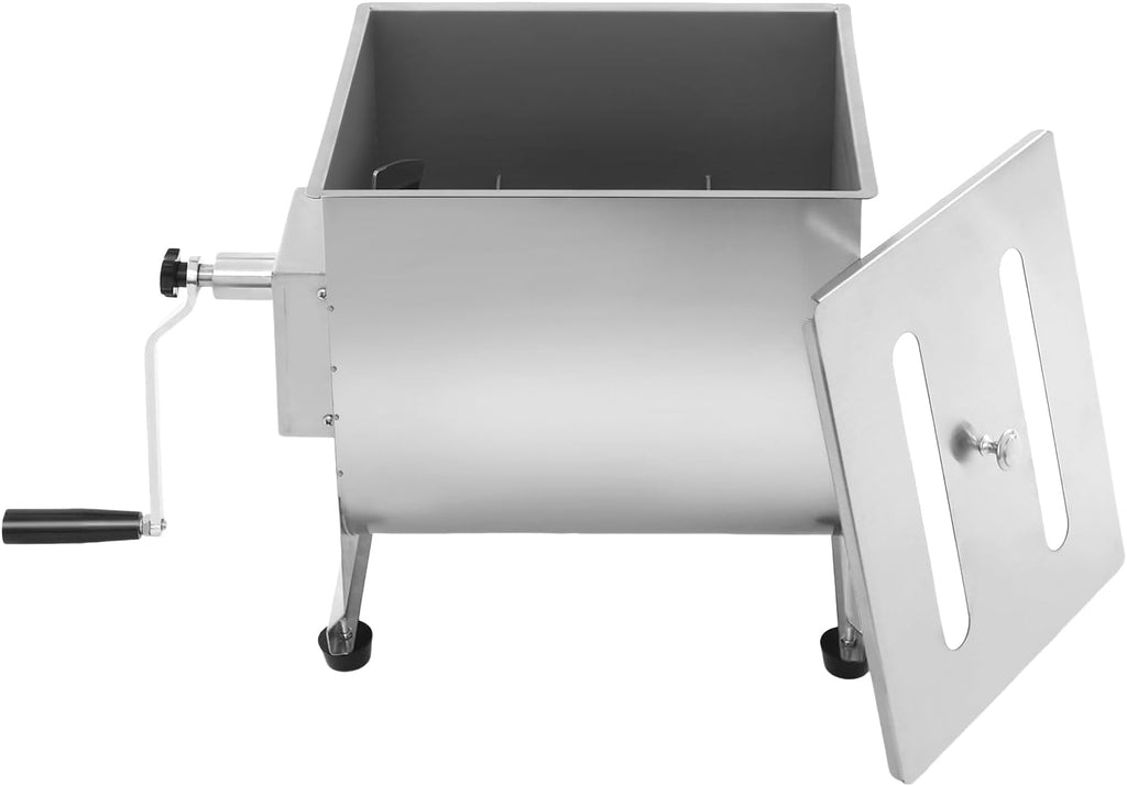 Manual Meat Mixer 44lbs Capacity Tub Stainless Steel Hand Crank Meat Mixer with Lid & Removable Paddle for Meat Processing Equipment