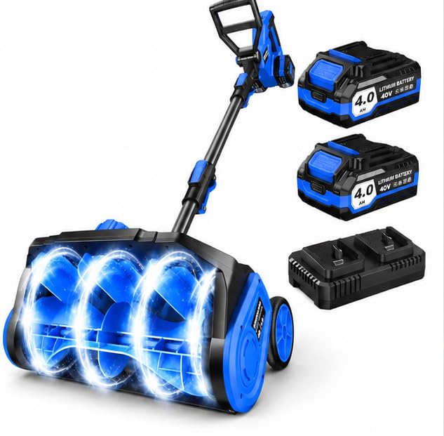 40V Electric Cordless Snow Shovel, 13 Inch Brushless Snow Blower with 2×4.0Ah Batteries & Fast Charger, 25FT Throw Distance Snow Shovel for Driveway, Patio, Deck, Walkway