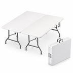 2 PACK of 4 Feet Foldable Table Adjustable Height with Built in Handle, Steel Legs | 4FT Heavy Duty Portable | Perfect for Party Dining Wedding Events Picnic Indoor Outdoor Camping Folding - 4 Foot