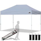 Eurmax USA 10x10ft Pop Up Canopy,Commercial Instant Tent for Outdoor Events,Patented No-Tip Rolling Storage Bag with 4 Sandbags,UV & Water Resistant,Heavy Duty Portable Shelter Gazebo,White