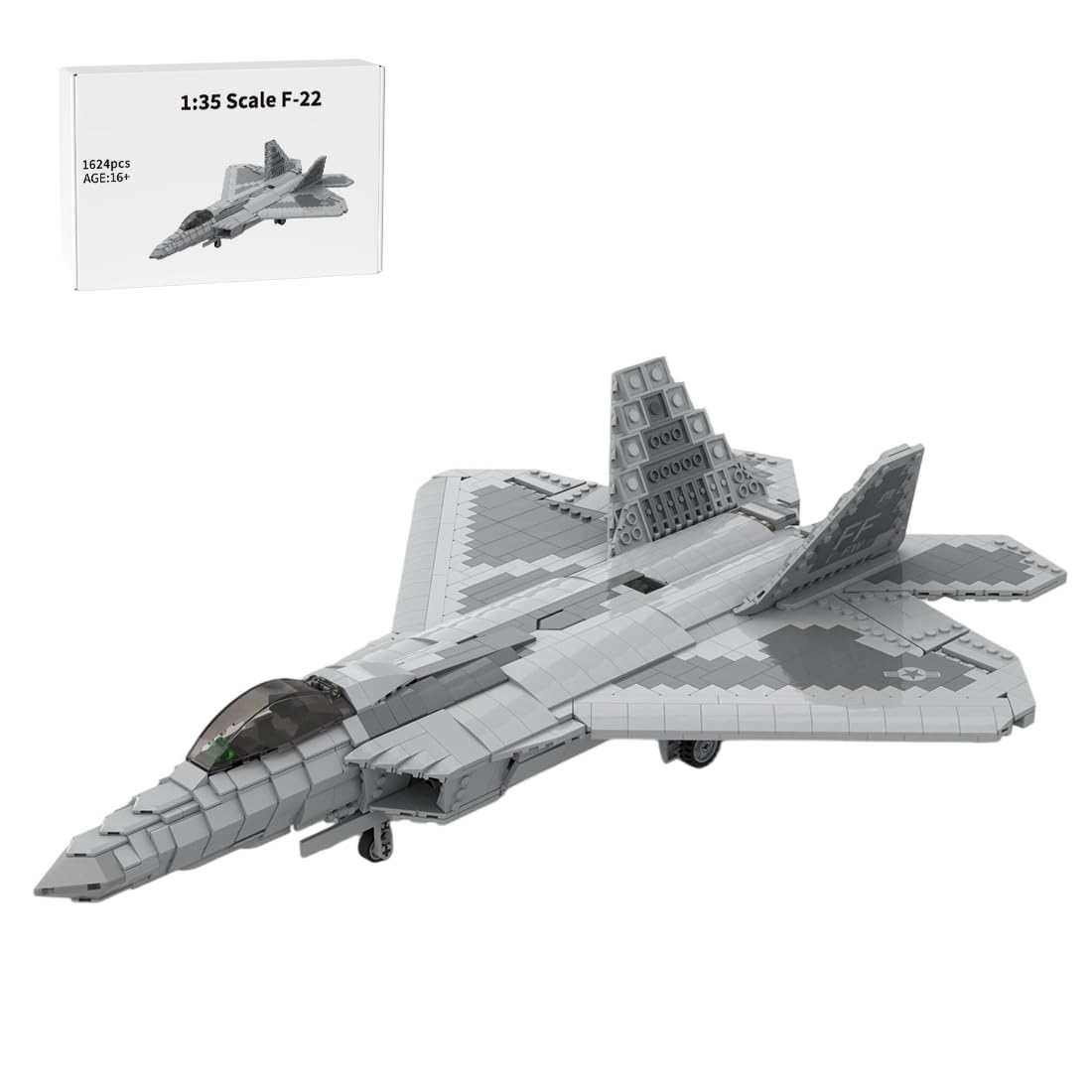1/35 Scale YF-23 Grey Ghost Fighter Building Blocks Set, Military Aircraft Model Assembly Kits, Collectible Military-Themed Display for Collectors & Enthusiasts, MOC-177282 (2185PCS)