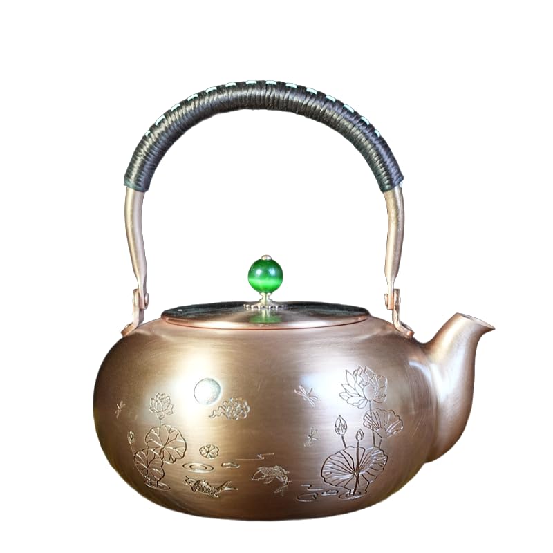 2000ml Large Pumpkin Shape Handmade Teapot Stove Top Copper Tea Pot Turkish Tea Pot Pure for Stovetop Copper Tea Kettle Stovetop (Fish 2000ml)