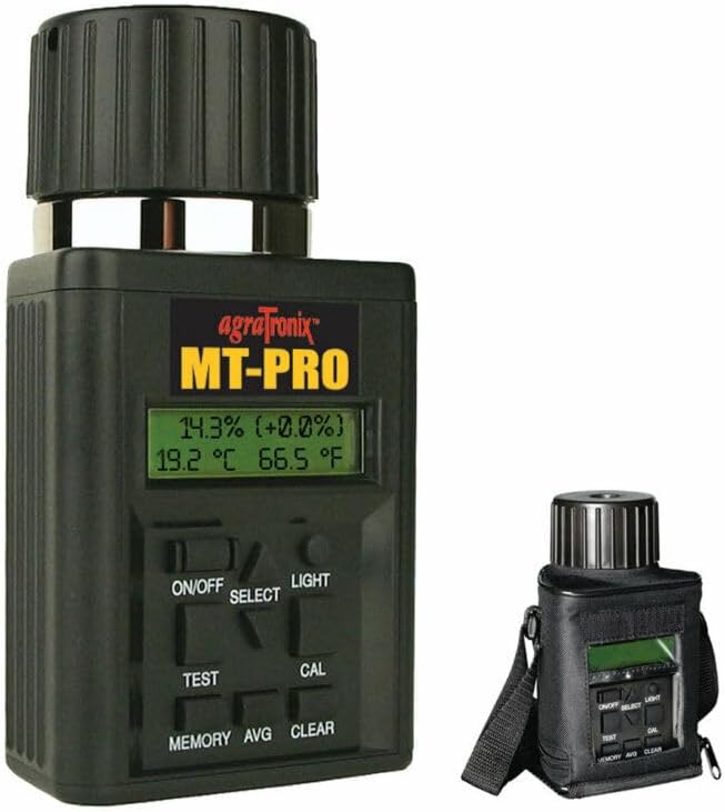 Agratronix MT-Pro Portable Moisture Tester for Grain with Digital Meter Readout, Grain Tester with Carry Case