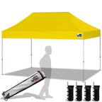 Eurmax USA 10x10ft Pop Up Canopy,Commercial Instant Tent for Outdoor Events,Patented No-Tip Rolling Storage Bag with 4 Sandbags,UV & Water Resistant,Heavy Duty Portable Shelter Gazebo,White