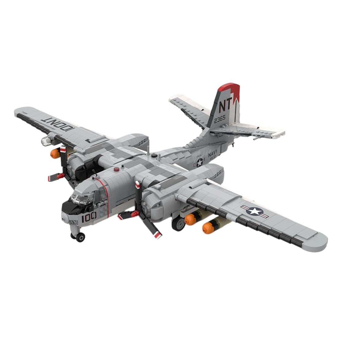 S-2 Fighter Jet Building Blocks Model, 1757PCS 1/35 Scale MOC Creative Plane Military Aircraft Model Display Set, Collectible Gifts Set for Adults
