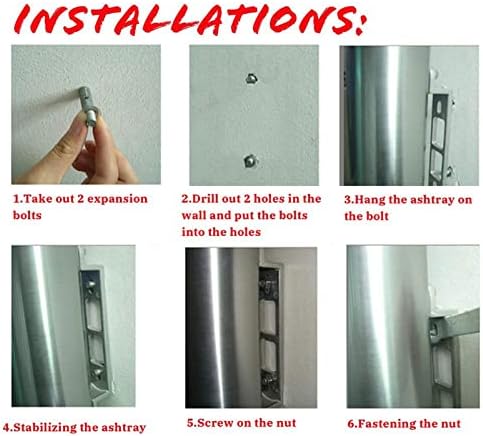 Wall Mounted Stainless Steel Cigar Ashtray for Outdoor Public Use - Large Capacity Commercial Cigarette Butts Container, Durable Smokers Outpost Solution