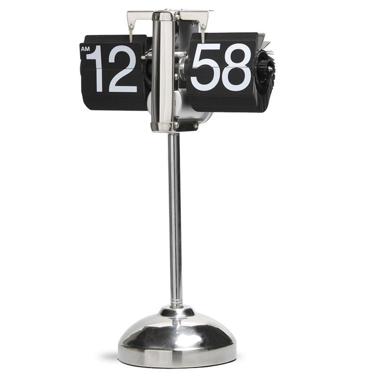 Retro Flip Clock,Auto Flip Clock, Metal Stand, Battery Powered, (Extended Length 32~65CM) for Living Room and Office Decor (Retractable Black)