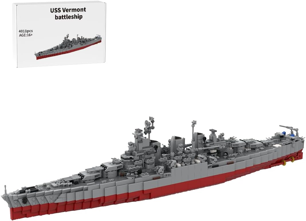 Vermont Battleship Military Building Blocks Set, Collectible United States Navy Battleship Model to Build and Display, Gift Ideal for Military Enthusiasts, G-60429-5 (4011PCS)