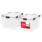IRIS USA 3-Pack 156 Qt Storage Bins with Gasket Lids, Clear/Black