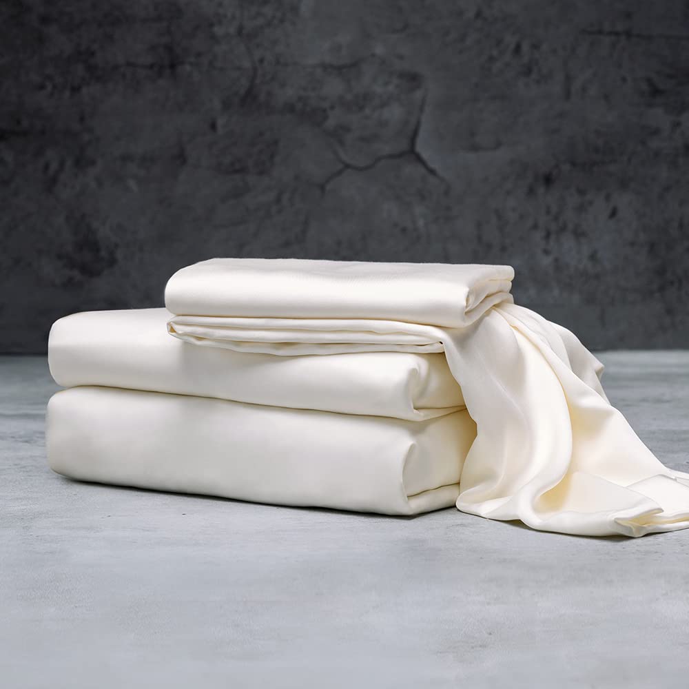 LUXOME Luxury Sheet Set | 100% Rayon (Viscose) from Bamboo | Queen Size - Charcoal | Deep Pockets | 4-Piece Set (Fitted, Flat, 2 Pillowcases)