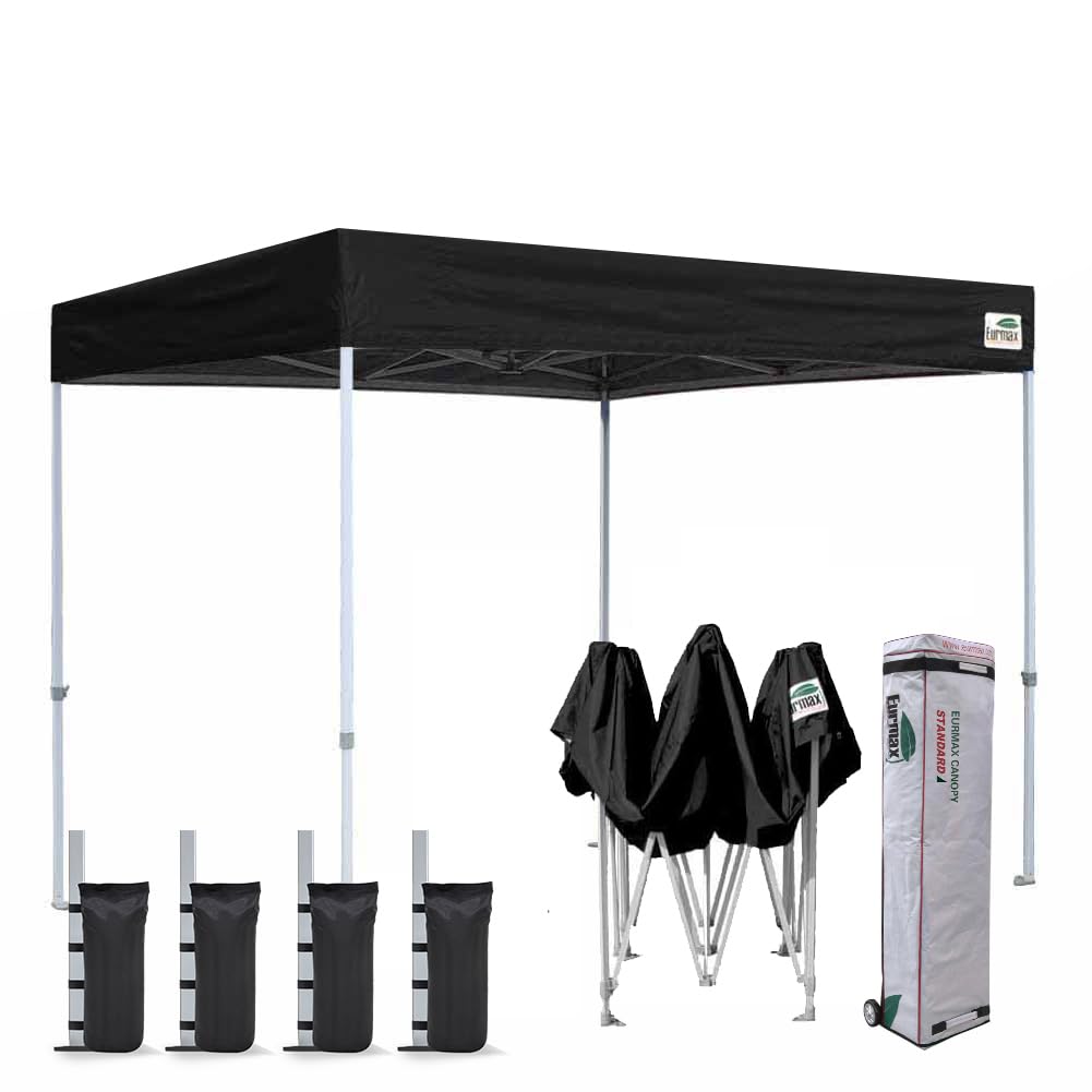 Eurmax USA 10x10ft Pop Up Canopy,Commercial Instant Tent for Outdoor Events,Patented No-Tip Rolling Storage Bag with 4 Sandbags,UV & Water Resistant,Heavy Duty Portable Shelter Gazebo,White