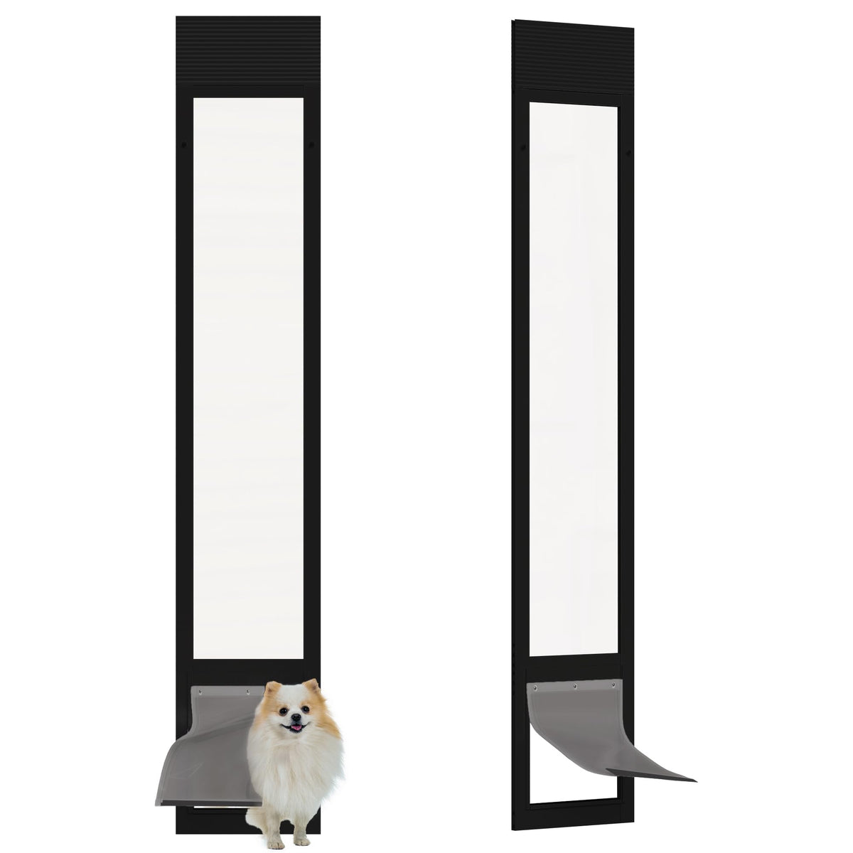 Doggie Door for Sliding Glass Door, 10"x15" Brown Flap for Large Dog, White