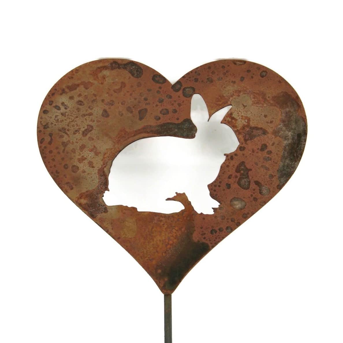 Pet Dog, Cat, Rabbit or Bird Keepsake Memorial Heart Garden Stake 20 to 28 Inches Tall (Large Heart, 28" Tall, Cairn Terrier, Naturally Rusted)