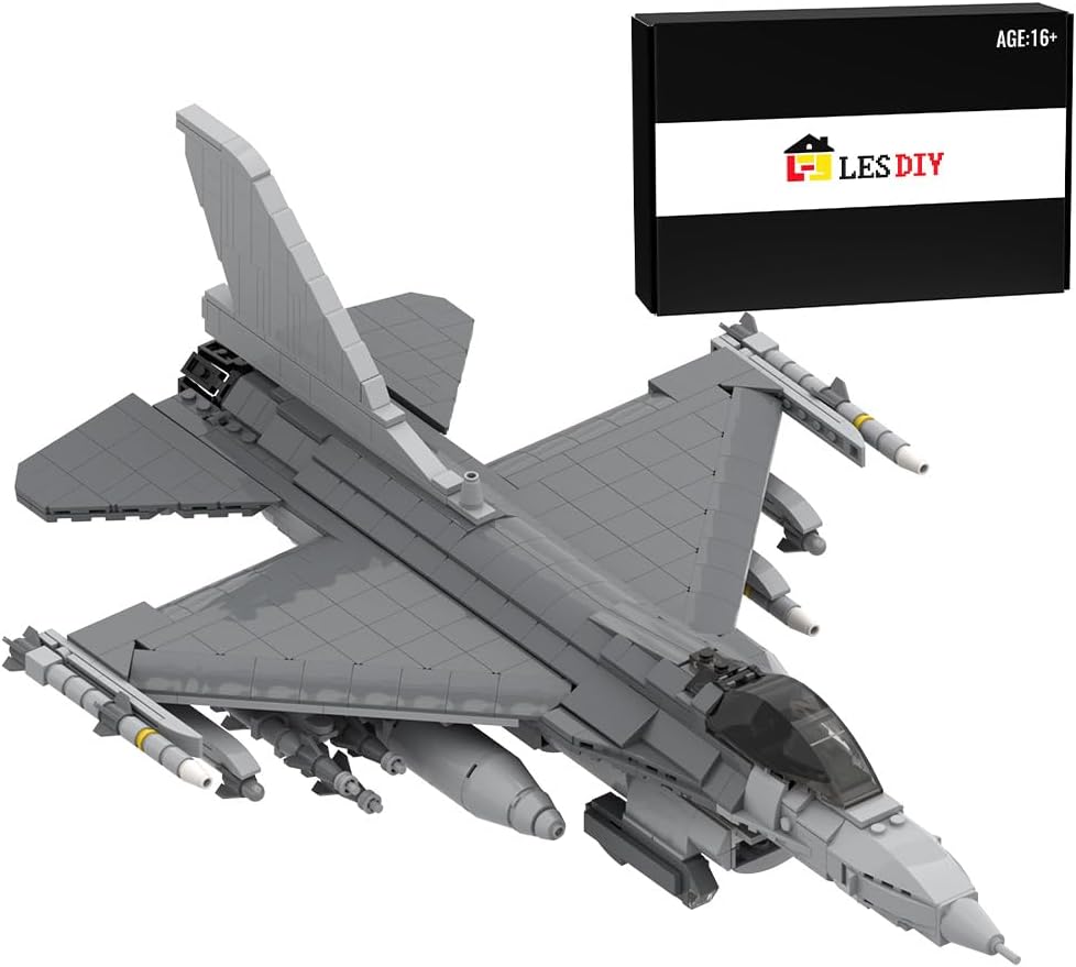 FunXylophy F-16C Fighter Jet Building Block Set, Military Army Airplane Building Bricks, Airplane Jet Model Collection Gift for Military Enthusiasts(1101PCS)