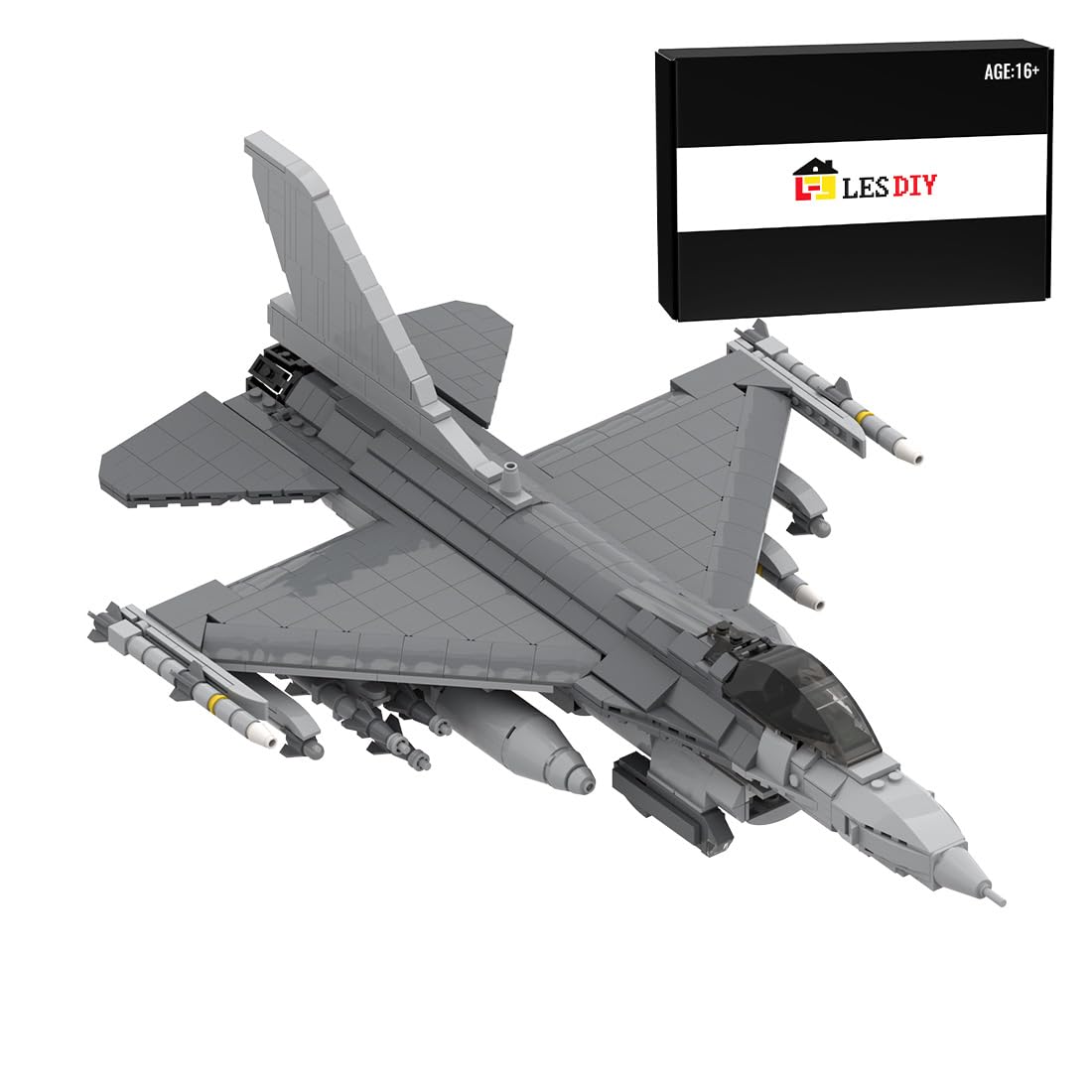 FunXylophy F-16C Fighter Jet Building Block Set, Military Army Airplane Building Bricks, Airplane Jet Model Collection Gift for Military Enthusiasts(1101PCS)