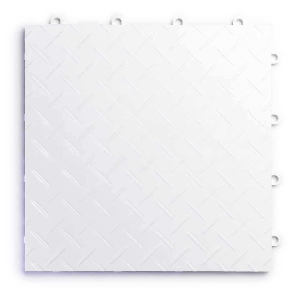 SnapLock RaceDeck Diamond 12"x12" Interlocking Garage Tiles, 24pk, White