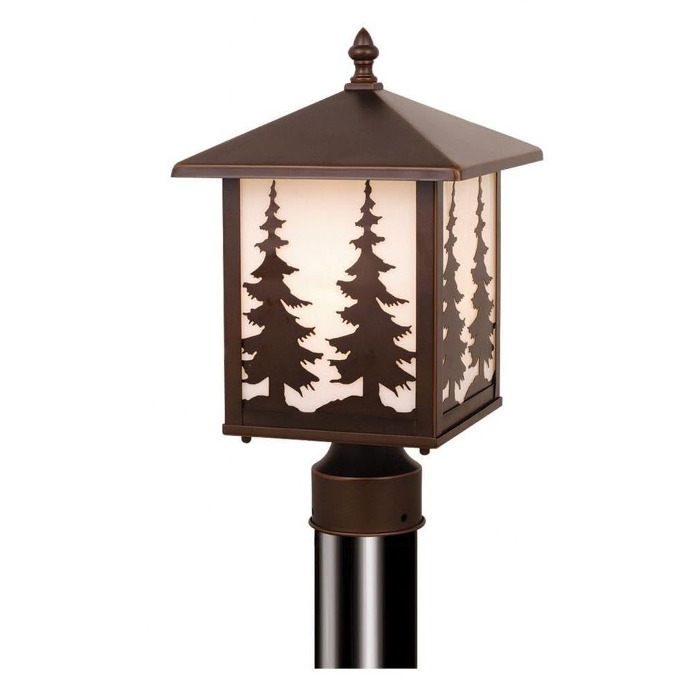 VAXCEL Yosemite 1L Bronze Rustic Outdoor Tree Post Light White Glass
