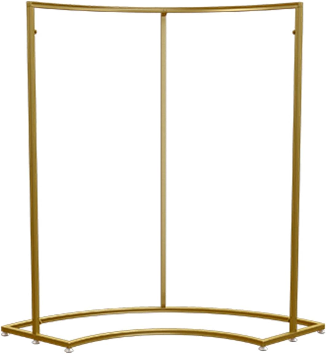 Floorstanding Coat Rack, Minimalism Metal Clothes Hanging Rail, Half Round Single-Pole Clothing Storage Display Rack, for Clothes Store, Gold(Size:87 * 45 * 133CM,Color:Gold)