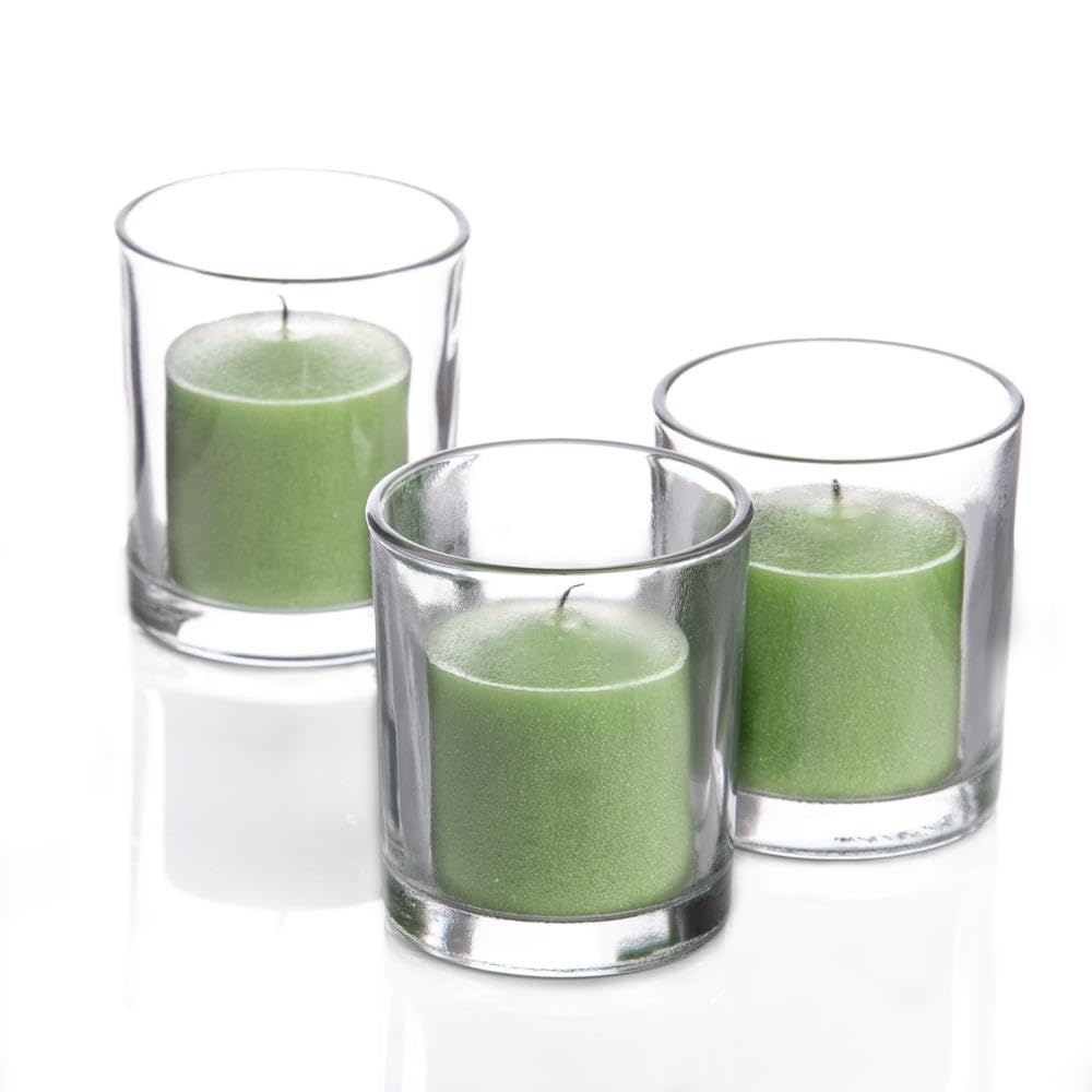 Set of 144 Richland Votive Candles Purple Unscented and 144 Clear Glass Eastland Votive Holders