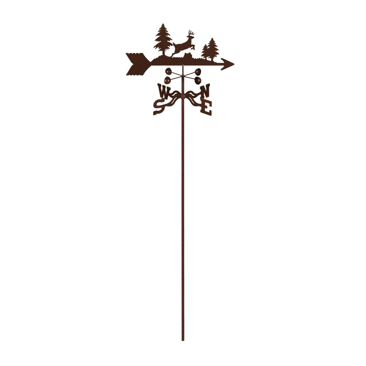 EZ Vane Steel Jumping Deer Weathervane with Wind Cups — 4-Sided Mount