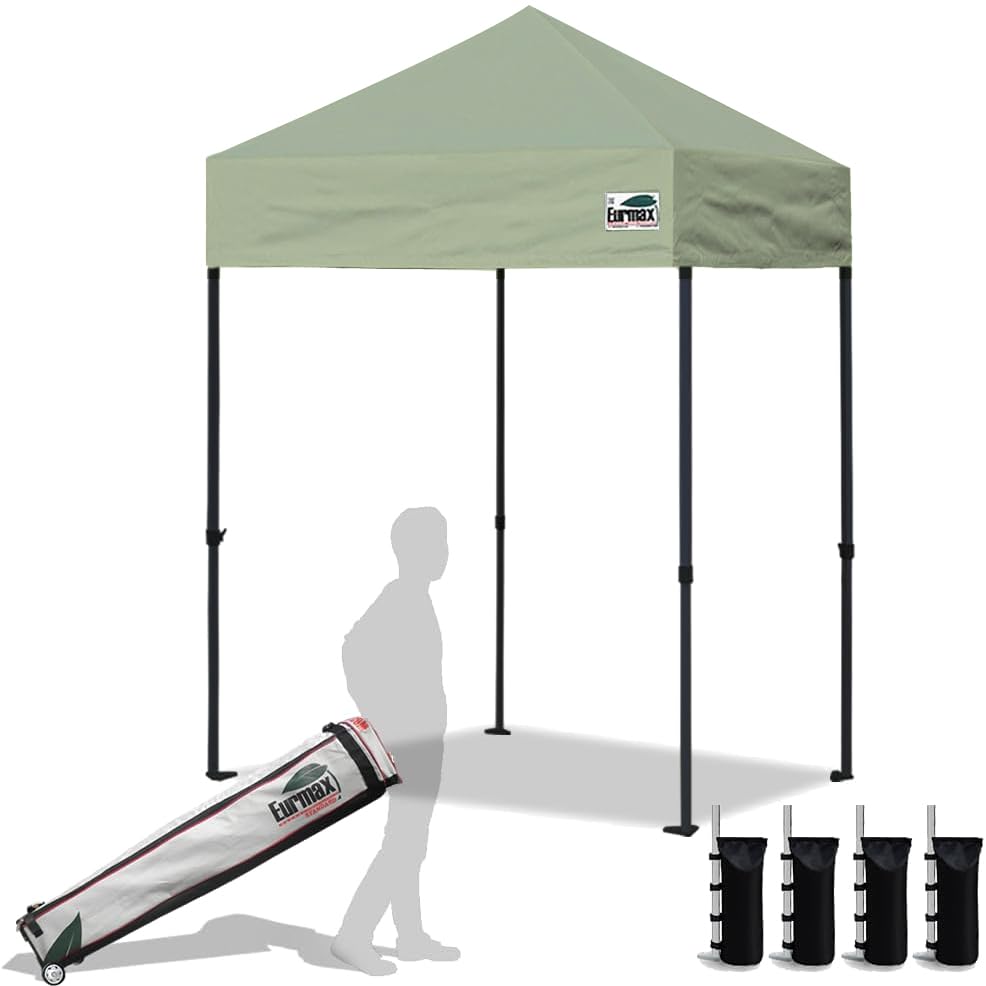 Eurmax USA 10x10ft Pop Up Canopy,Commercial Instant Tent for Outdoor Events,Patented No-Tip Rolling Storage Bag with 4 Sandbags,UV & Water Resistant,Heavy Duty Portable Shelter Gazebo,White