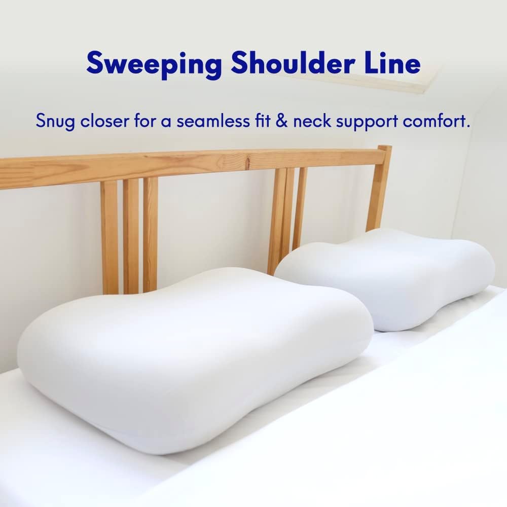 C CUSHION LAB Deep Sleep Pillow, Patented Ergonomic Contour Design for Side & Back Sleepers, Orthopedic Cervical Shape Gently Cradles Head & Provides Neck Support & Shoulder Pain Relief - Calm Grey