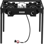 Bonnlo 2 Burner Outdoor Portable Propane Stove Gas Cooker, Heavy Duty Iron Cast Patio Burner with Detachable Stand Legs for Camp Cooking (2-Burner 150,000-BTU)