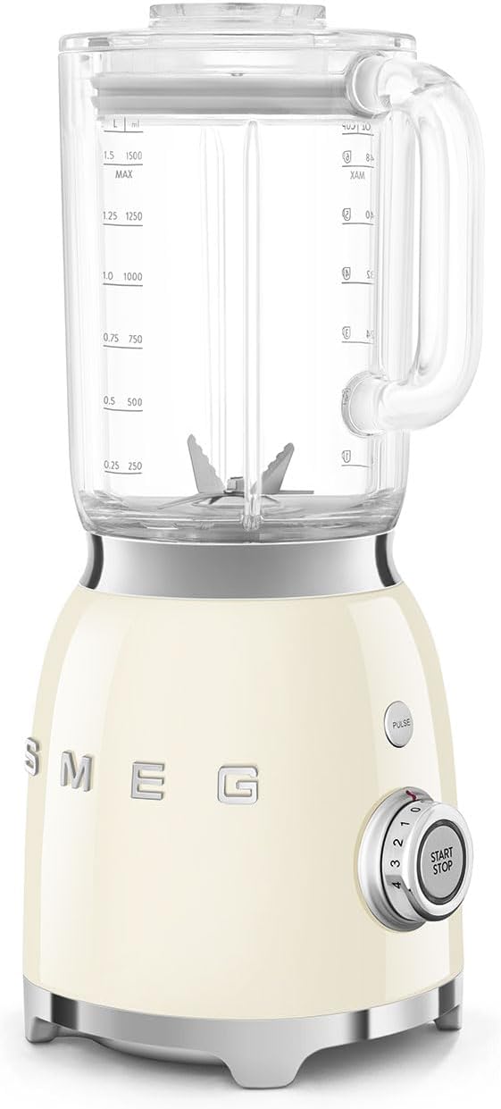 SMEG BLF03 Retro Style Blender – 600W Countertop Blender with 48 oz BPA-Free Jug, 3 Speeds + Pulse, Ice Crush & Smoothie Functions – 50s-Inspired Design-Cream